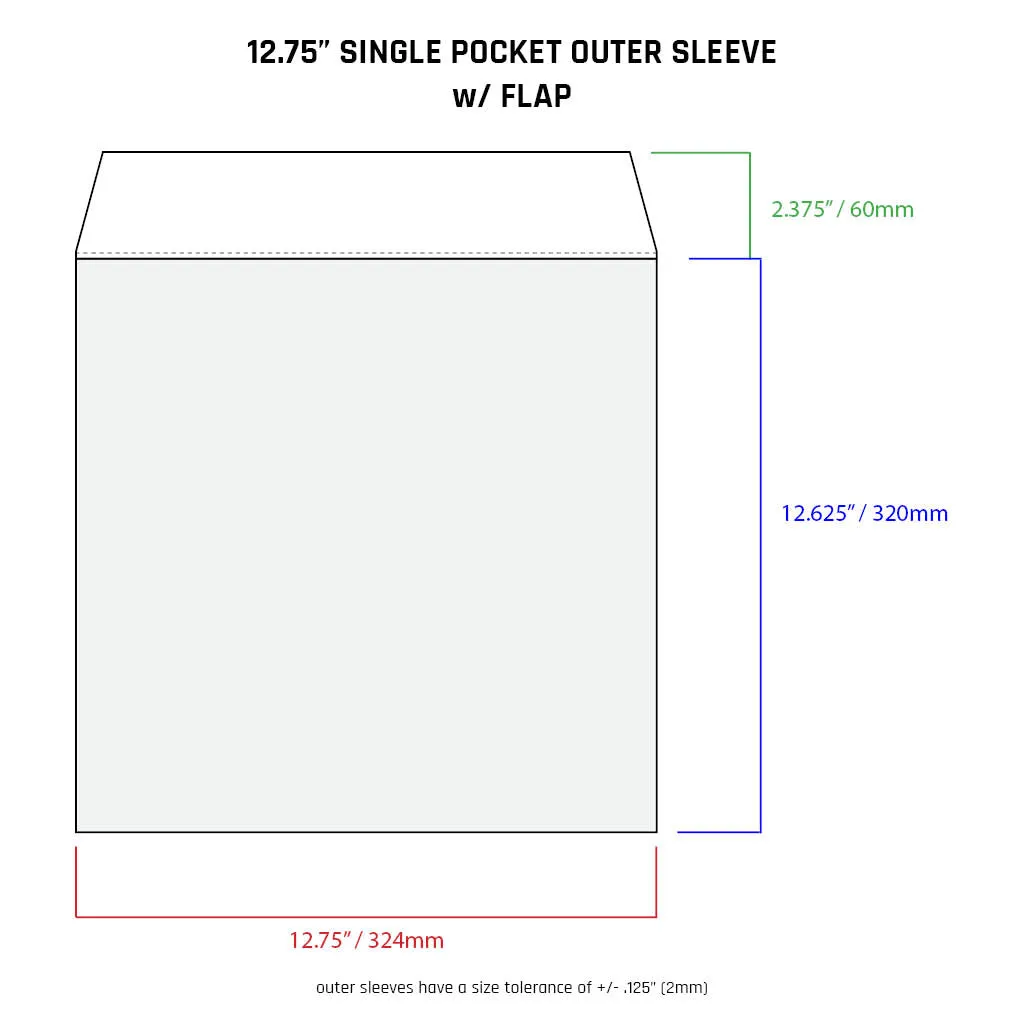 12.75" Single Pocket Outer Sleeves w/ Flap - 4mil (25 pack)