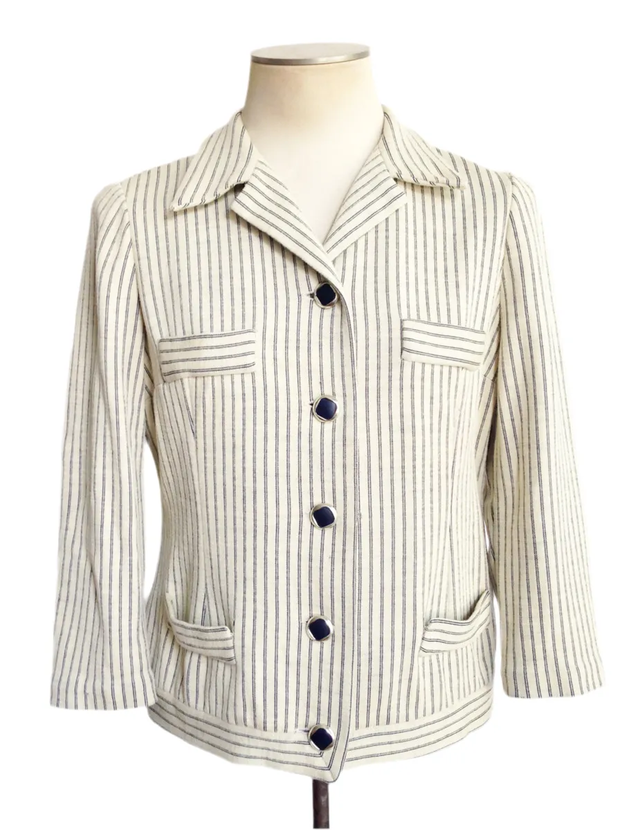 1960s French Jersey Jacket Navy Stripe