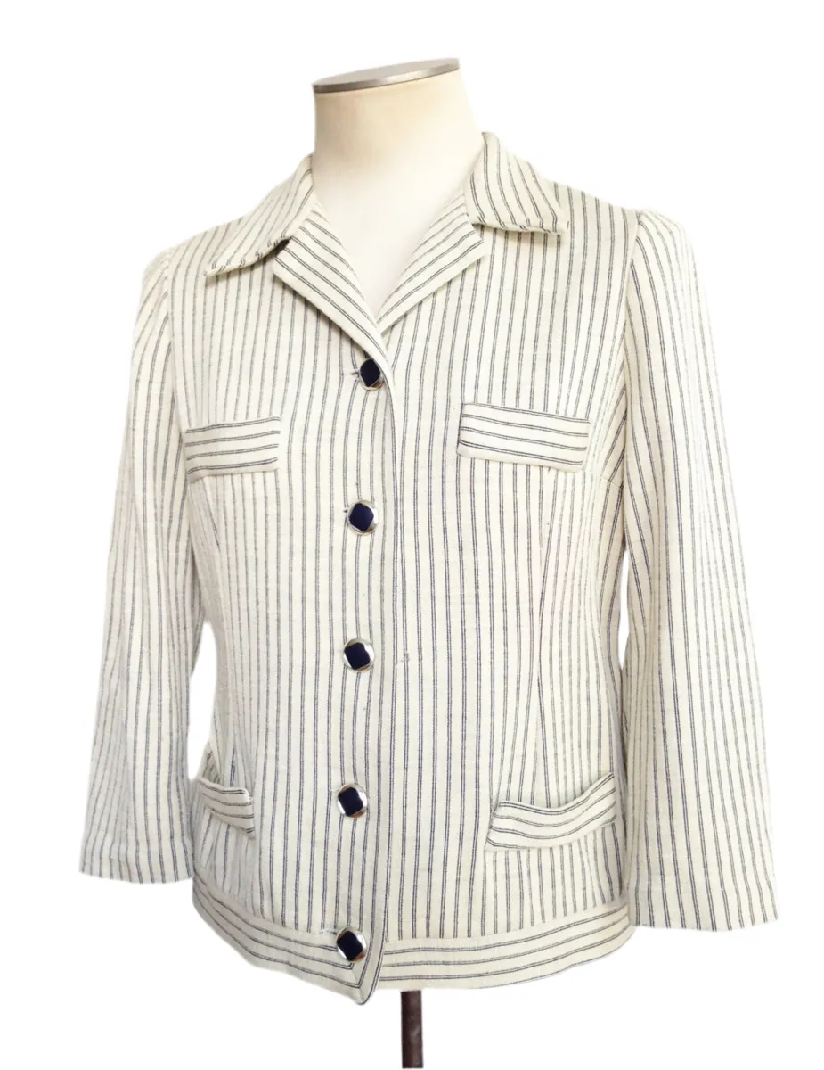 1960s French Jersey Jacket Navy Stripe