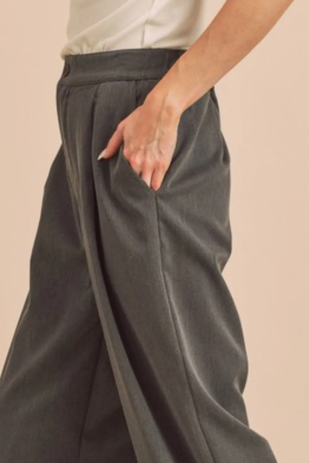 Aemi   Co High Waist Wide Leg Pants with Side Pockets