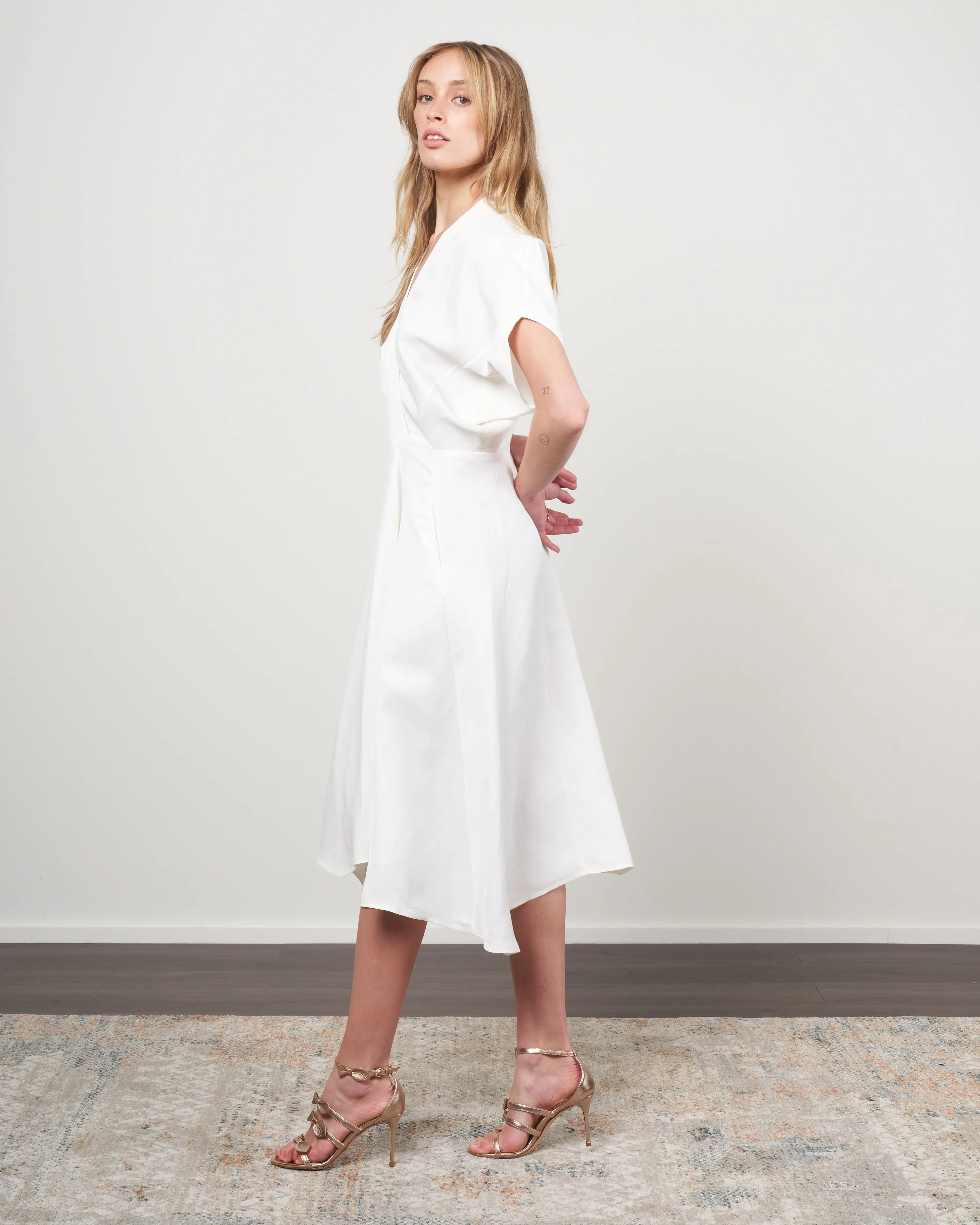 aki wave dress - white vintage toile