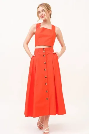 All Buttoned Up Midi Skirt