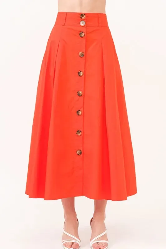 All Buttoned Up Midi Skirt