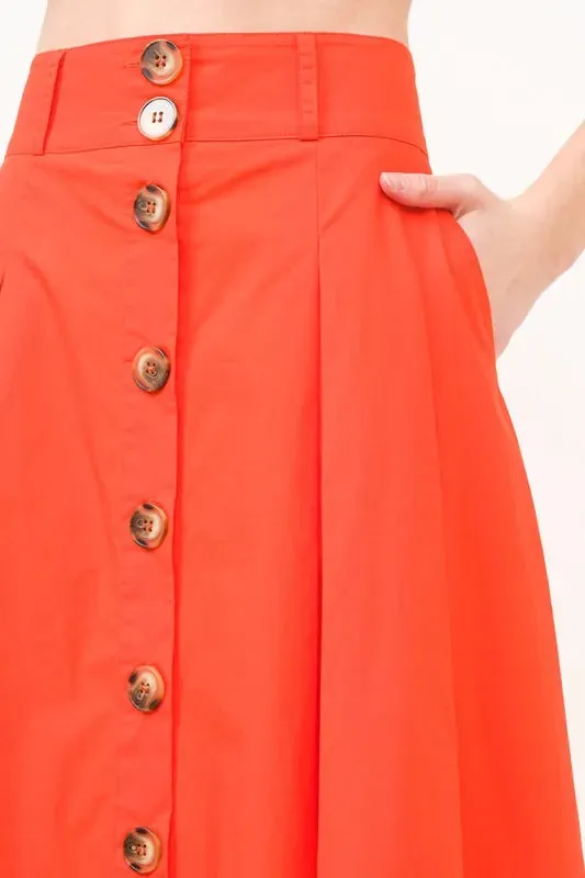 All Buttoned Up Midi Skirt