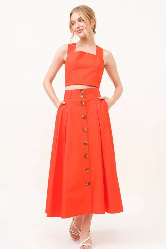 All Buttoned Up Midi Skirt