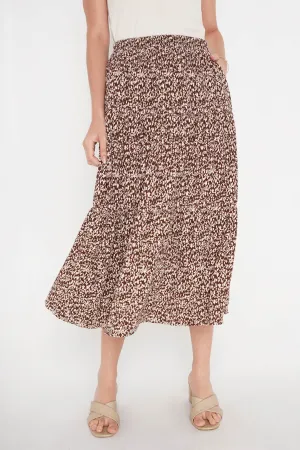 All Over Print Tiered Midi Skirt