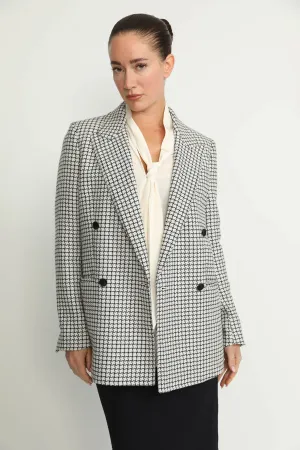Amarante Jacket - Amarante White/Black Chinese Diamond Check Double Breasted Jacket