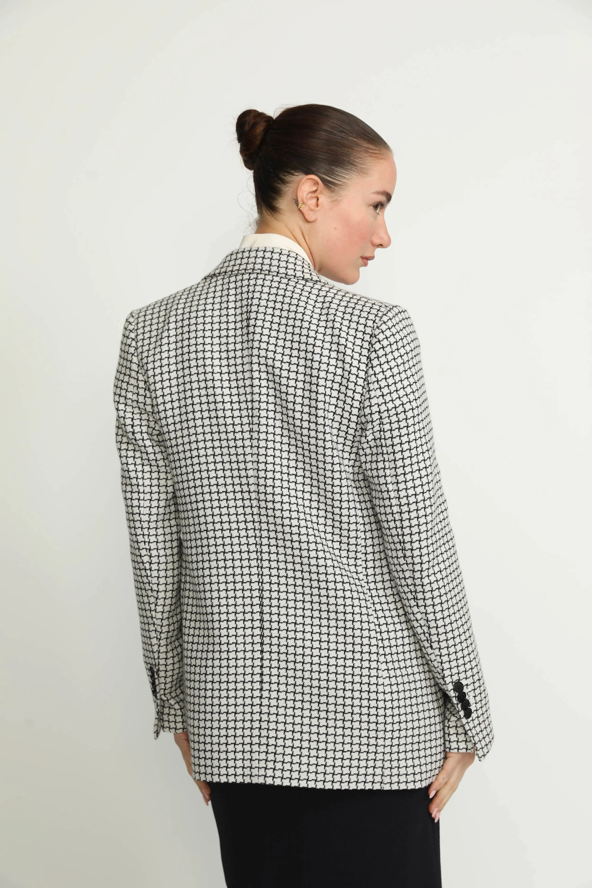 Amarante Jacket - Amarante White/Black Chinese Diamond Check Double Breasted Jacket