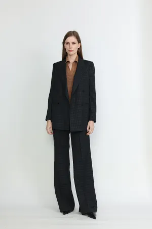 Amarante Jacket - Double breasted suit jacket in black check