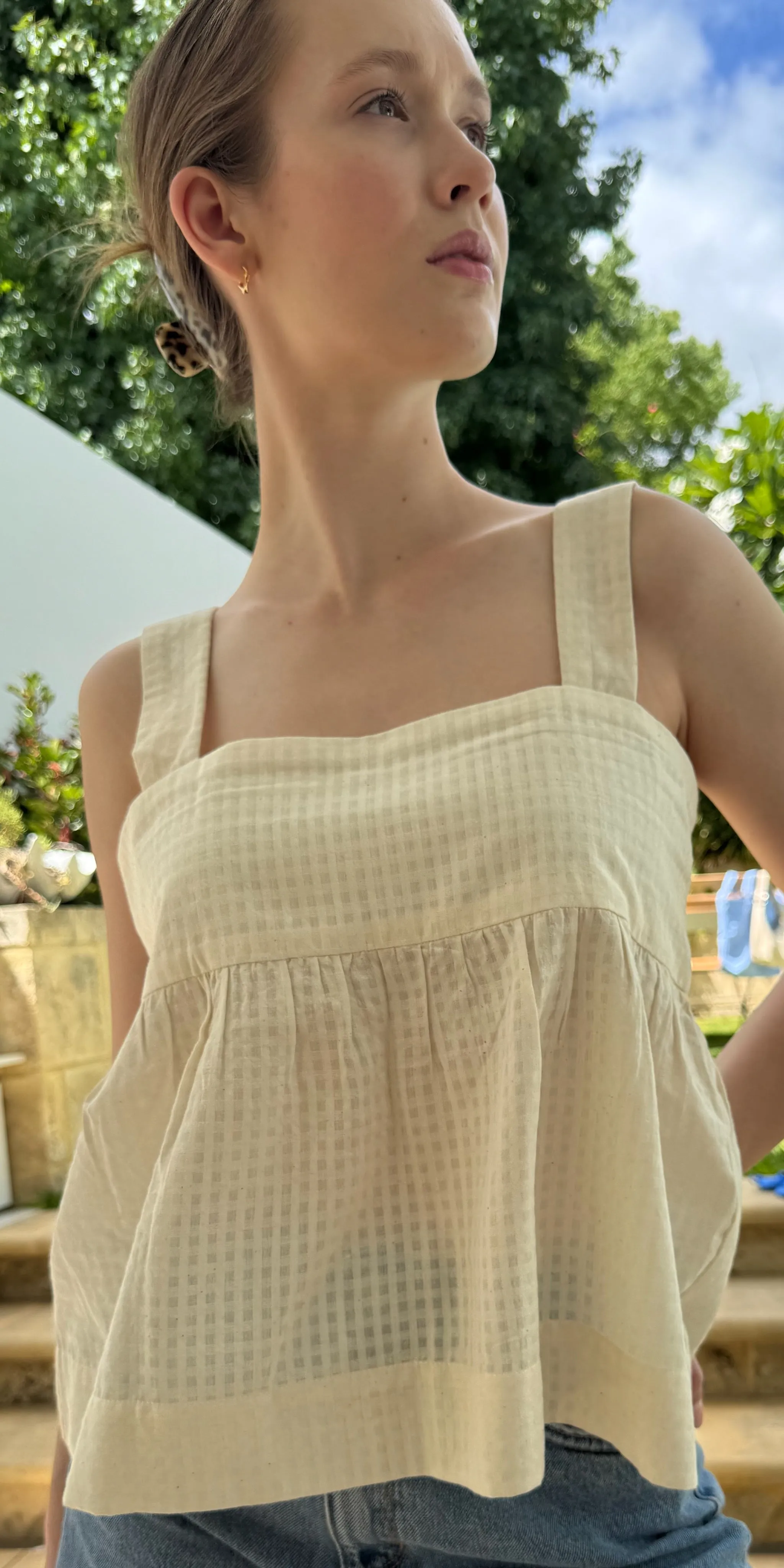 Ana Wide Strap Cami Top in Cream