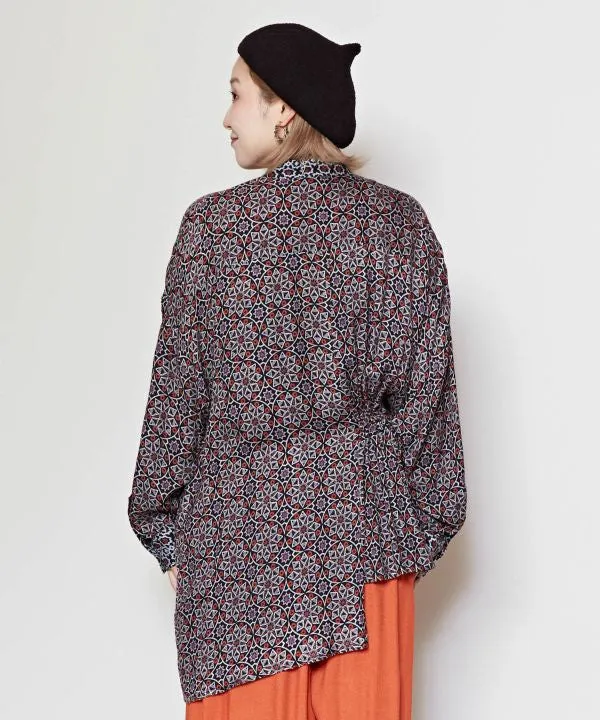 Arabic Pattern Asymmetrical Shirt