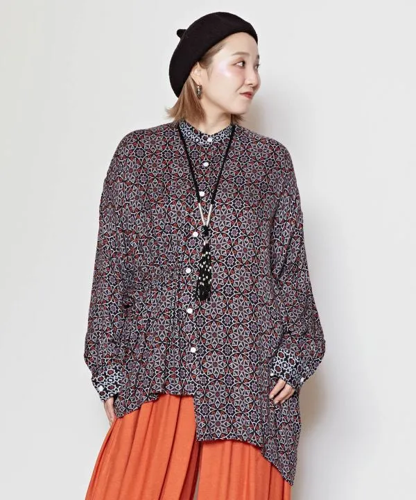 Arabic Pattern Asymmetrical Shirt