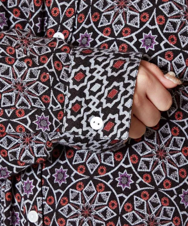 Arabic Pattern Asymmetrical Shirt