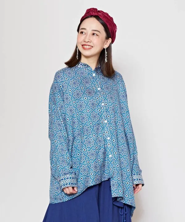 Arabic Pattern Asymmetrical Shirt