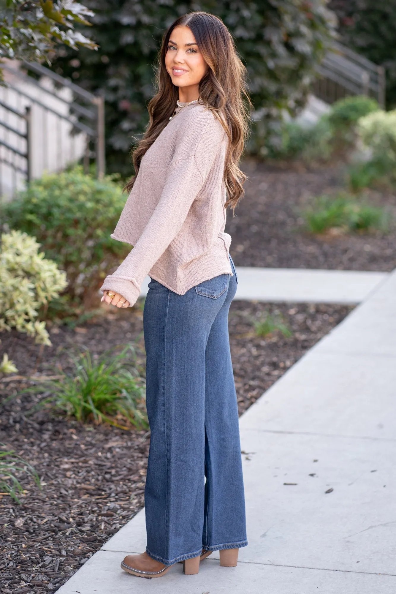 Asymmetric Hem Drop Shoulder Sweater