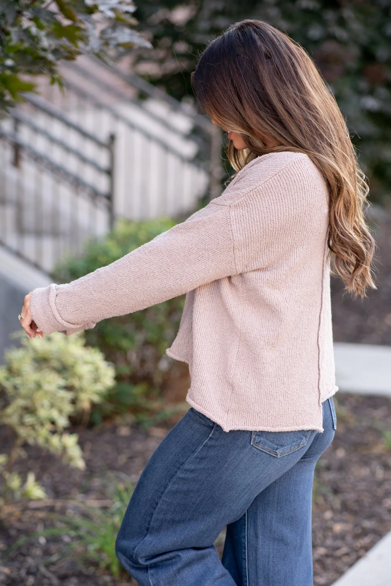 Asymmetric Hem Drop Shoulder Sweater