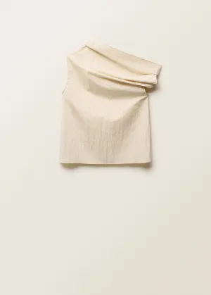 Asymmetrical collar cotton blouse