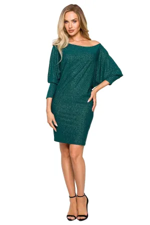 Asymmetrical Draped Batwing Dress