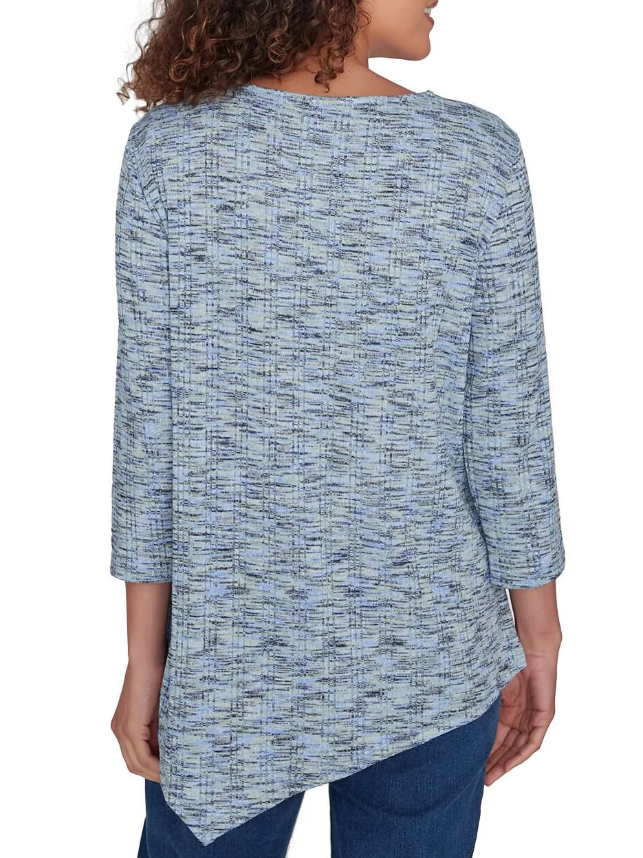Asymmetrical Hem Yarn Dye Top - Blue Multi FINAL SALE