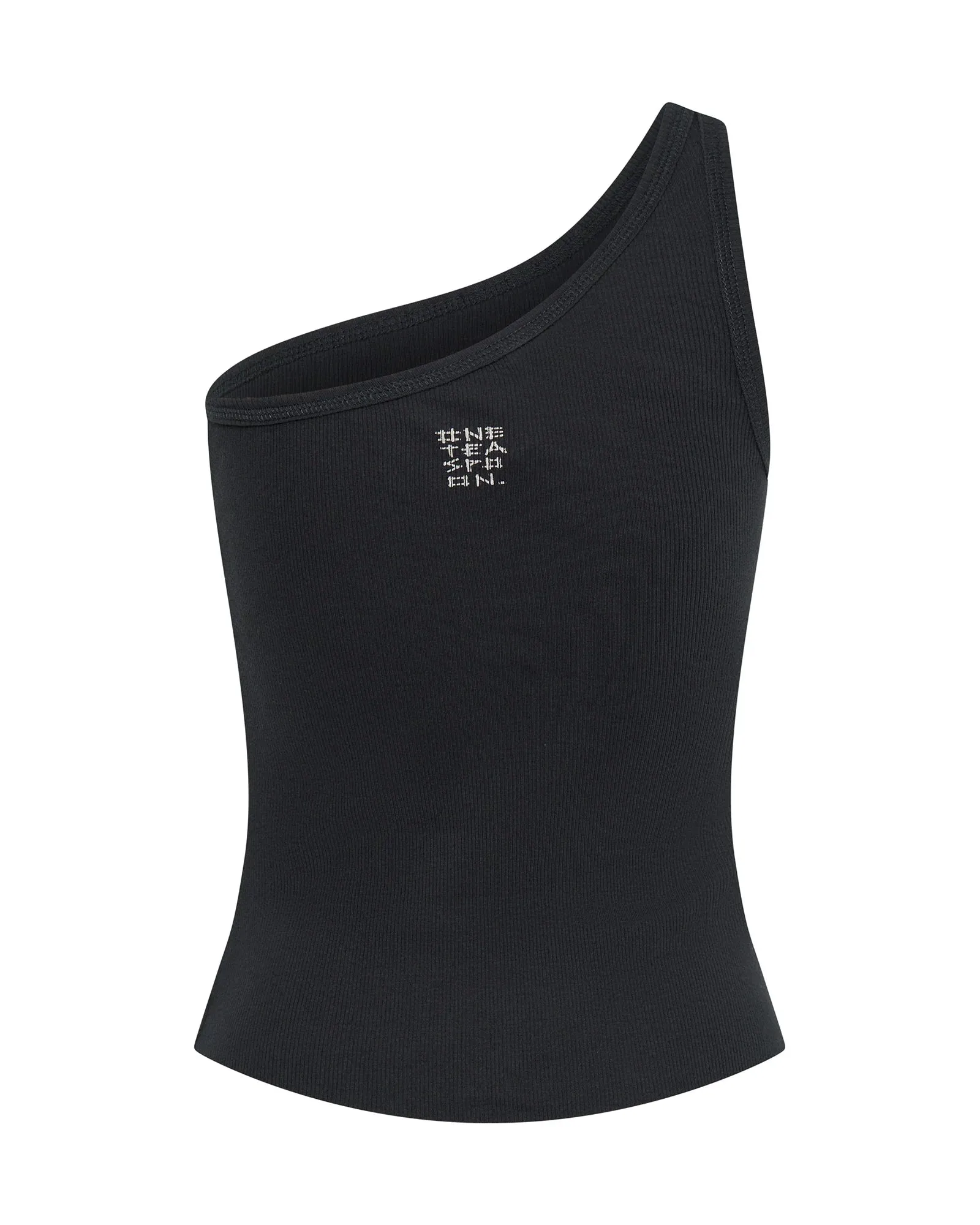 Asymmetrical Rib Tank Top Washed Black