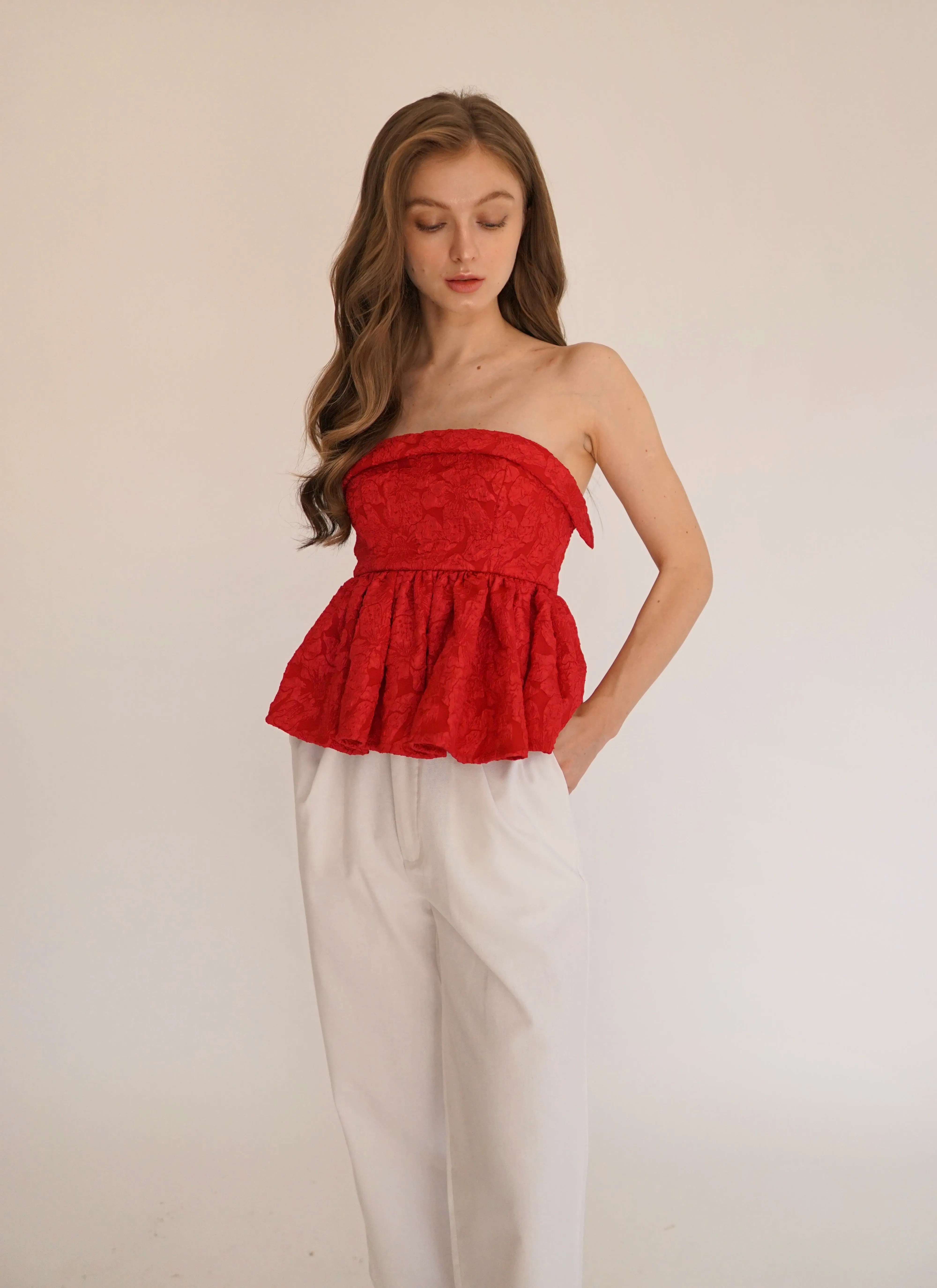 Barbara peplum top (RED)