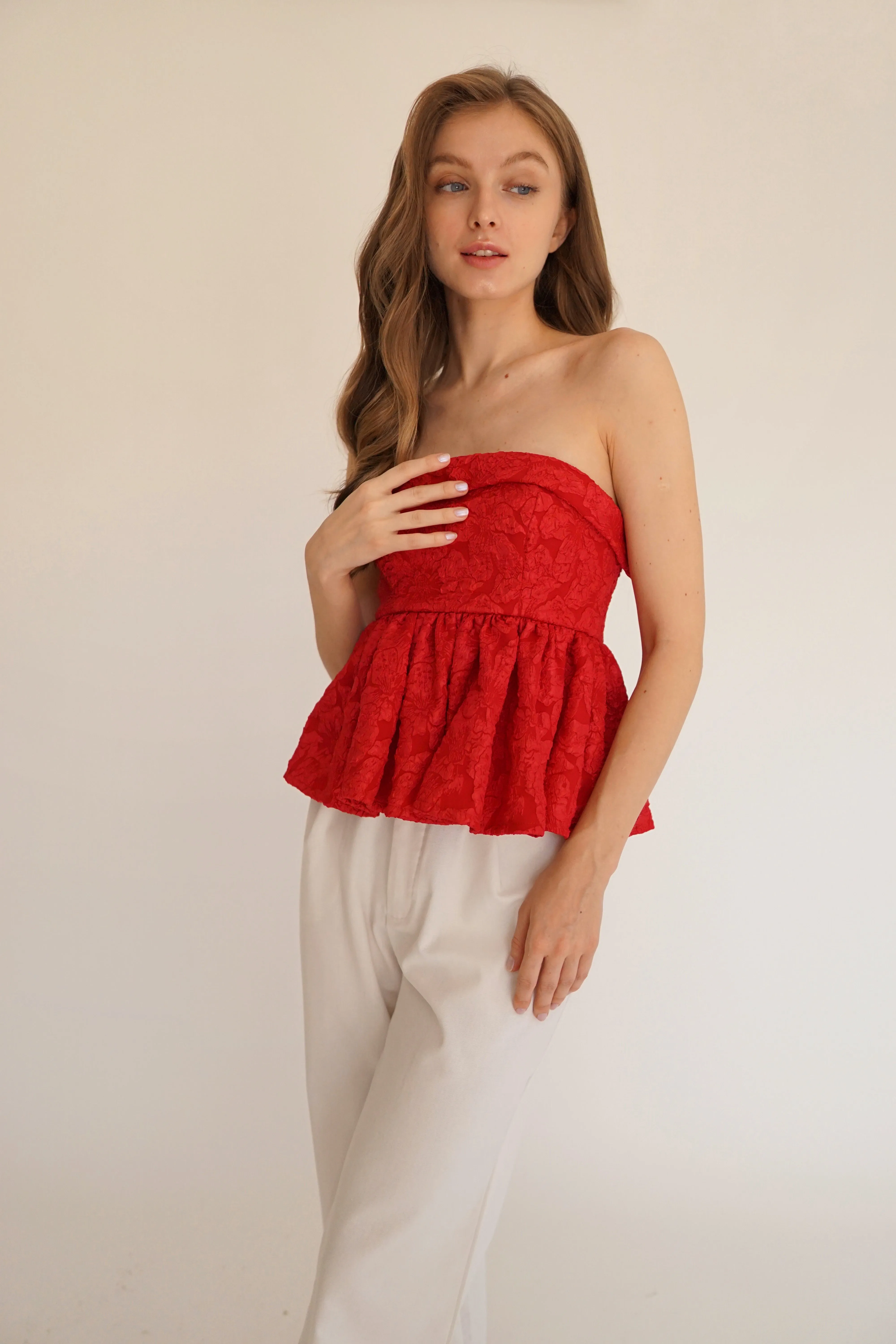 Barbara peplum top (RED)