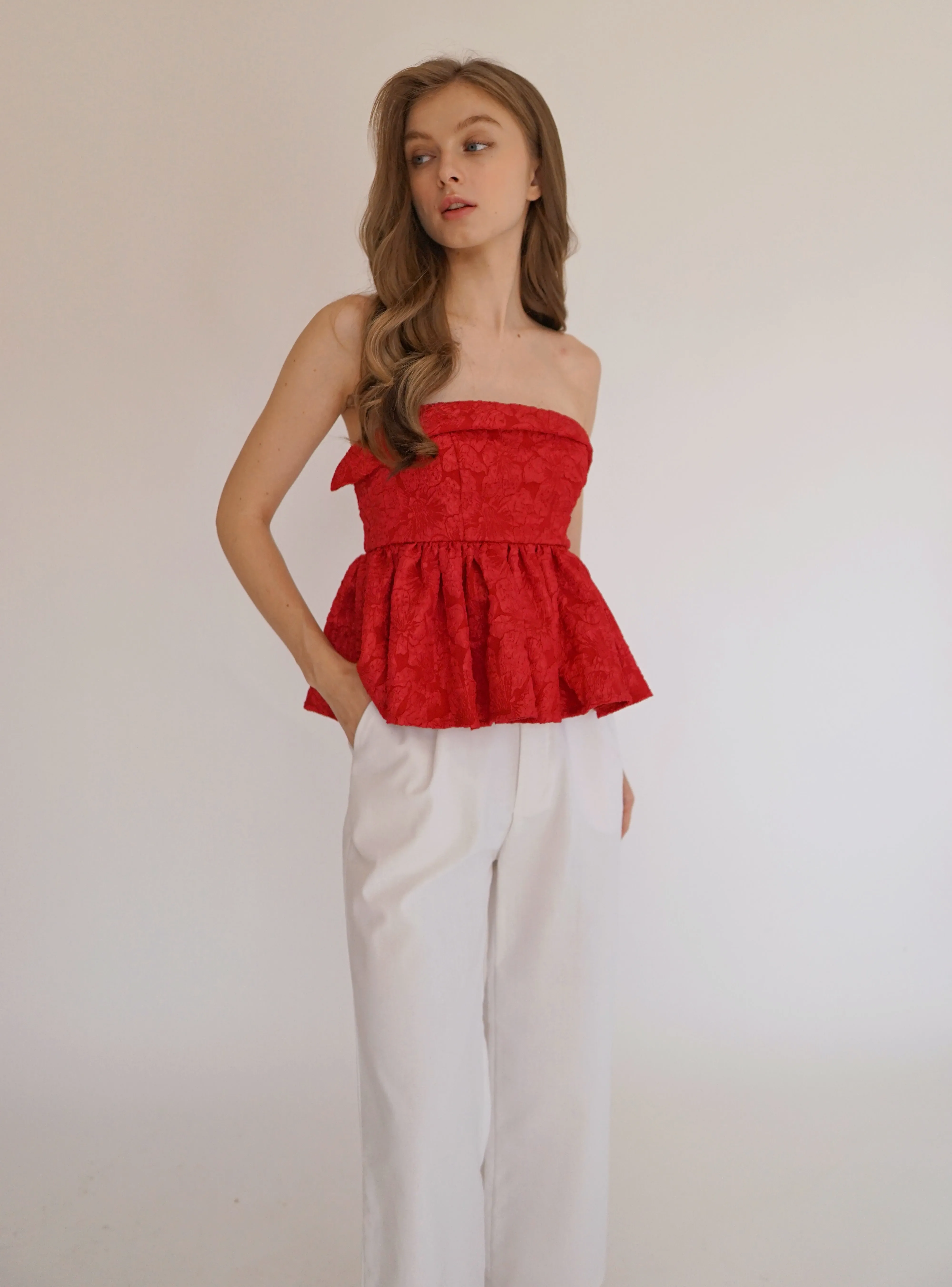 Barbara peplum top (RED)