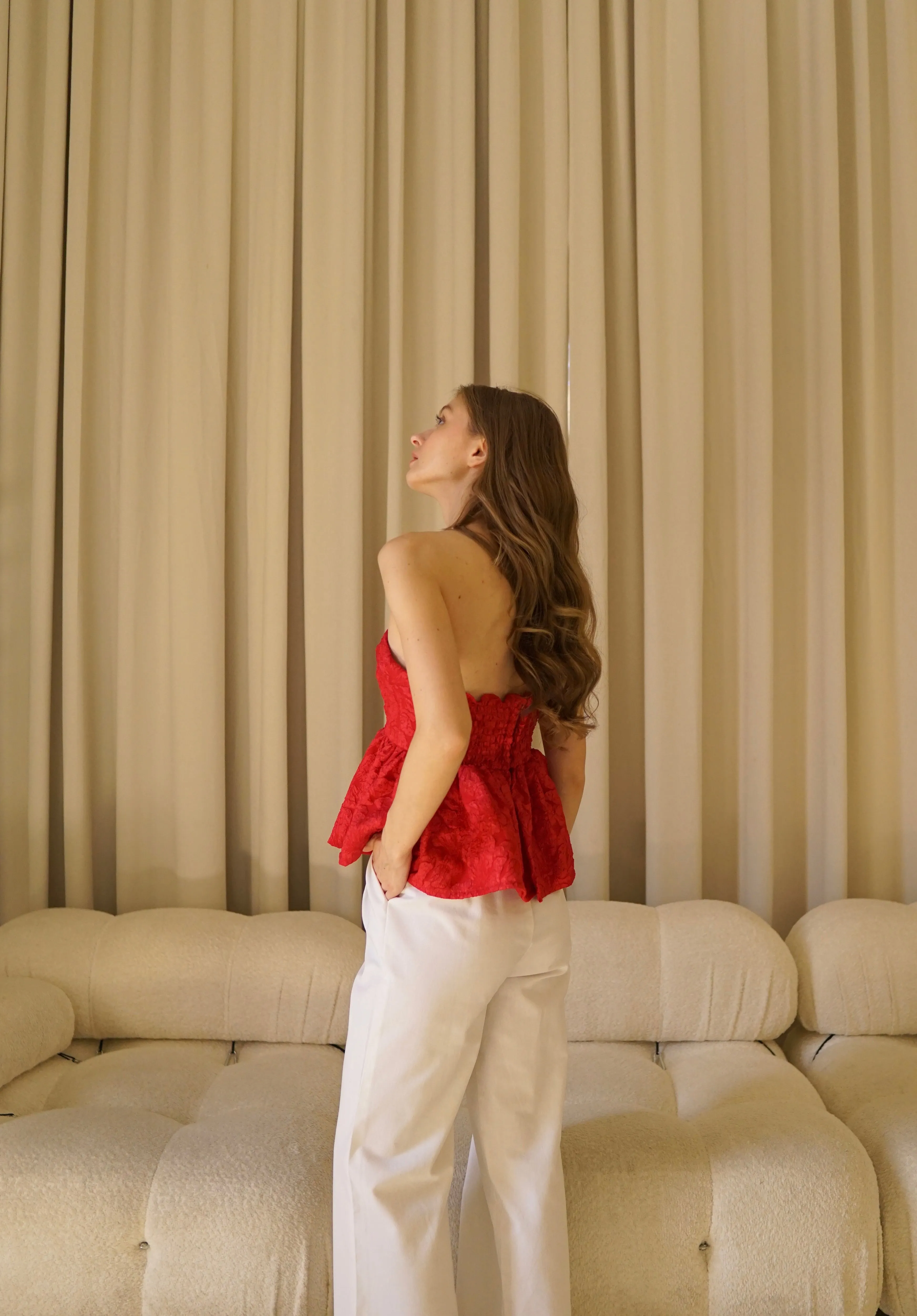 Barbara peplum top (RED)