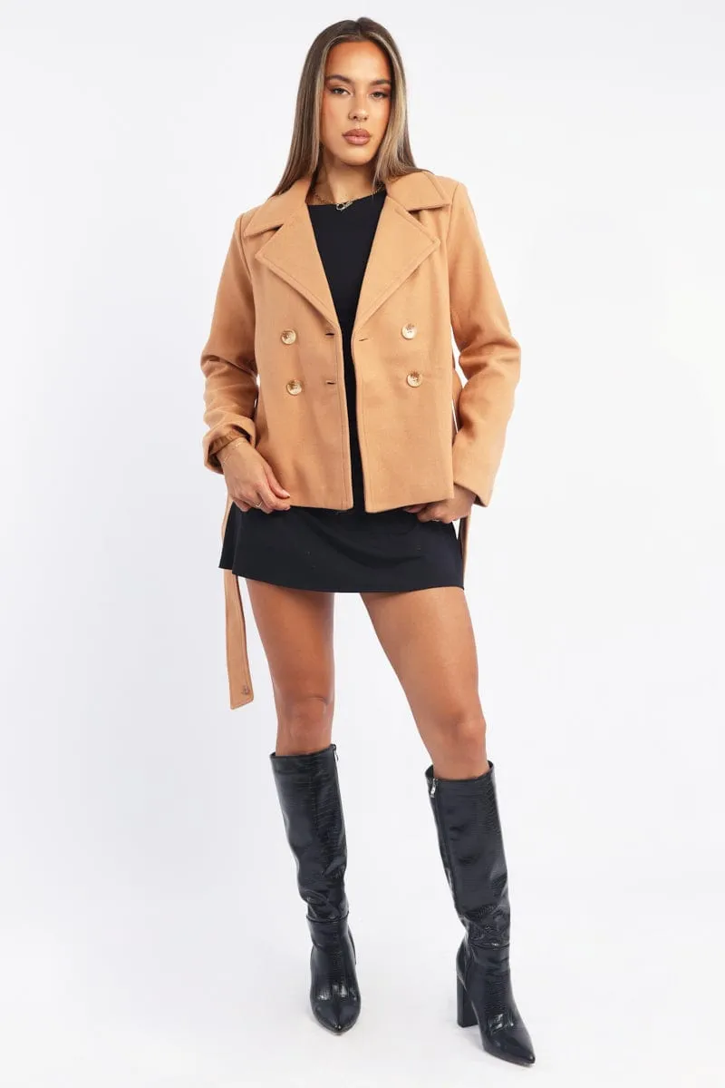 Beige Cropped Coat