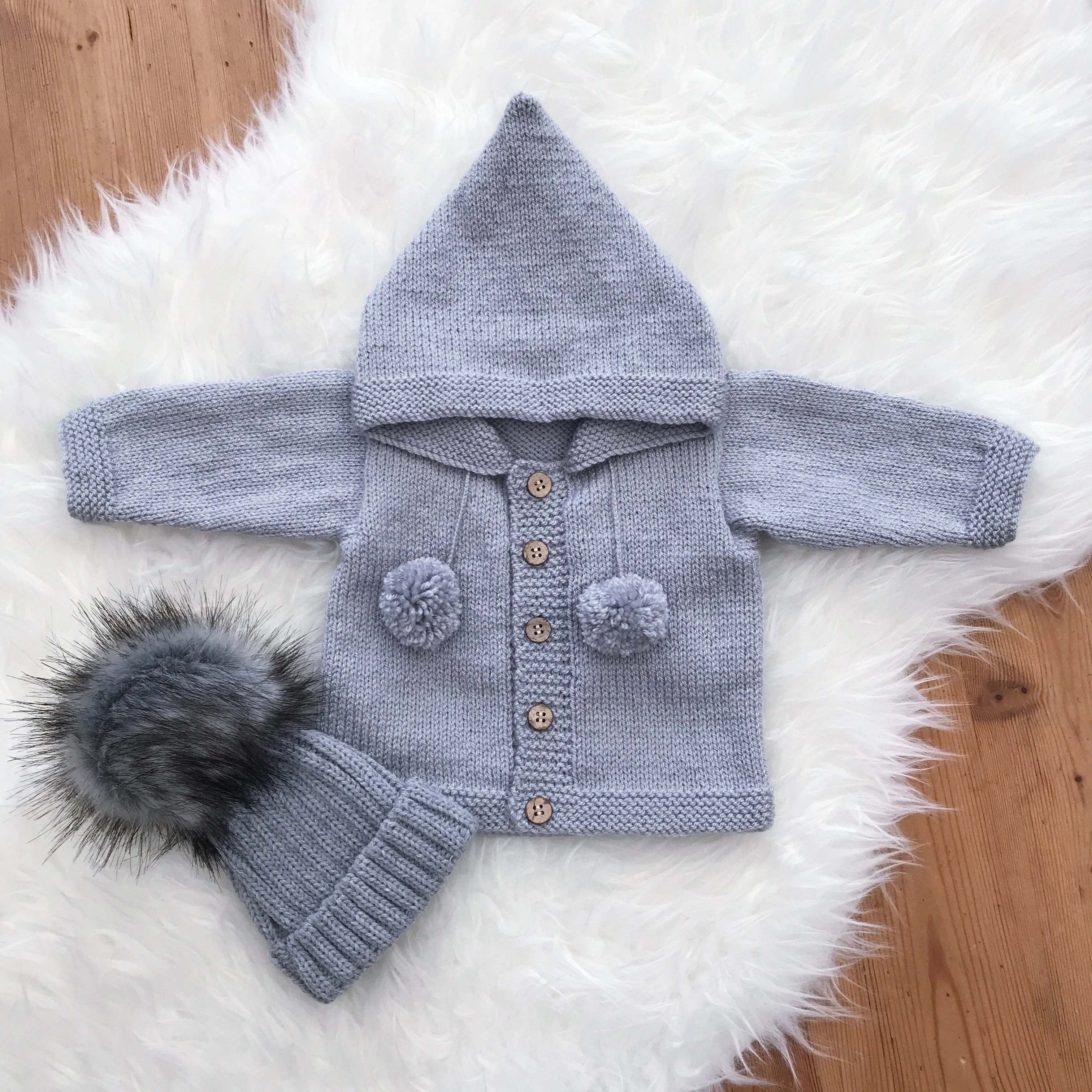 Bespoke Grey Pom Pom Hoodie