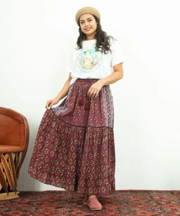 Block Print Floral Skirt