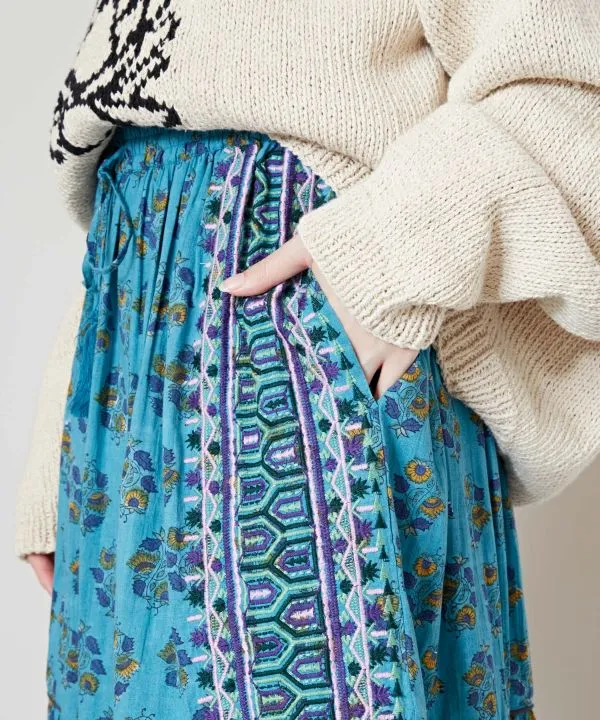 Block Print Floral Skirt
