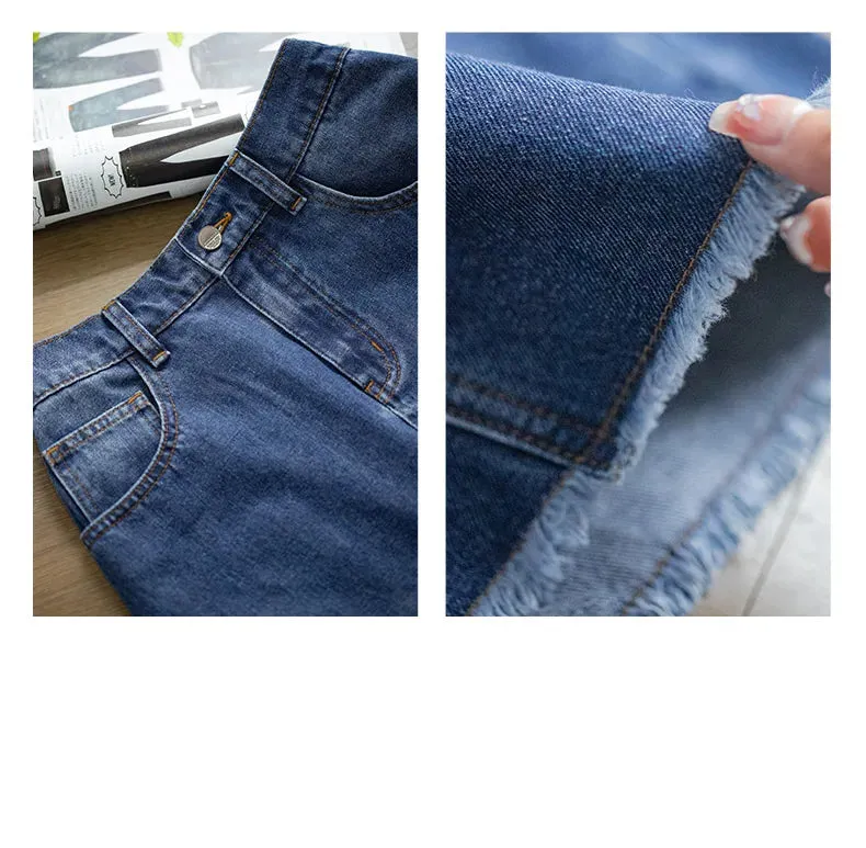 Blue Asymmetrical  Denim Skirt