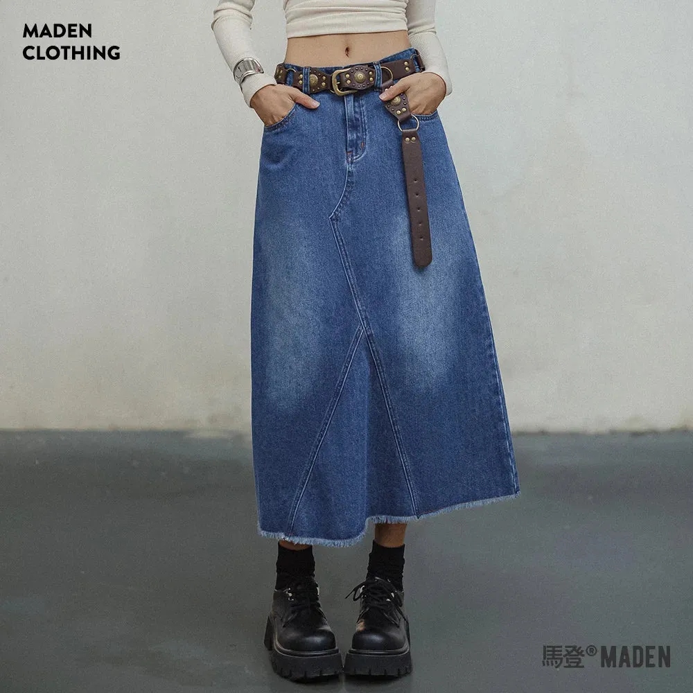 Blue Asymmetrical  Denim Skirt