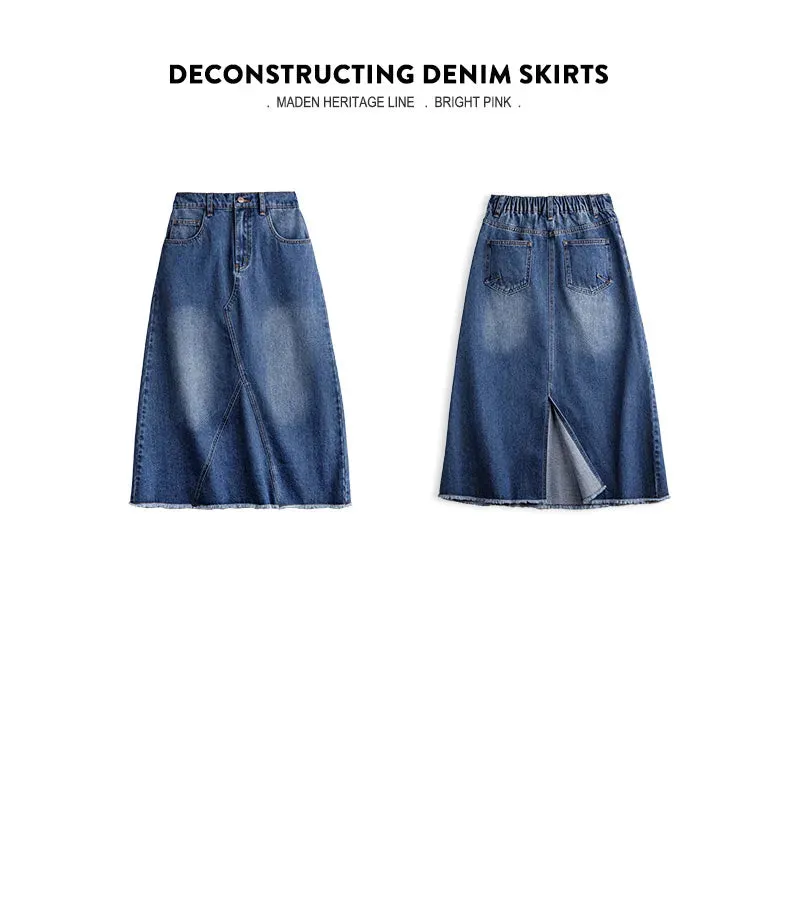 Blue Asymmetrical  Denim Skirt