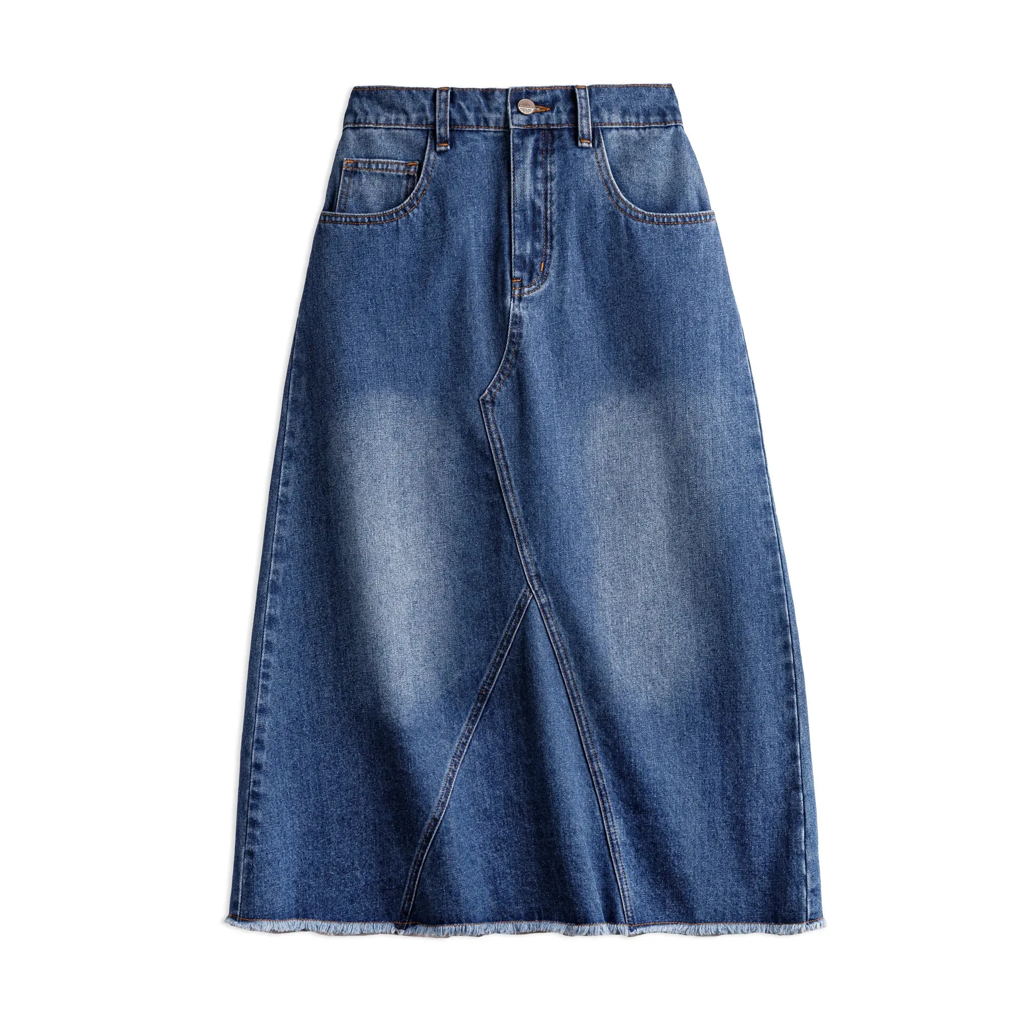 Blue Asymmetrical  Denim Skirt