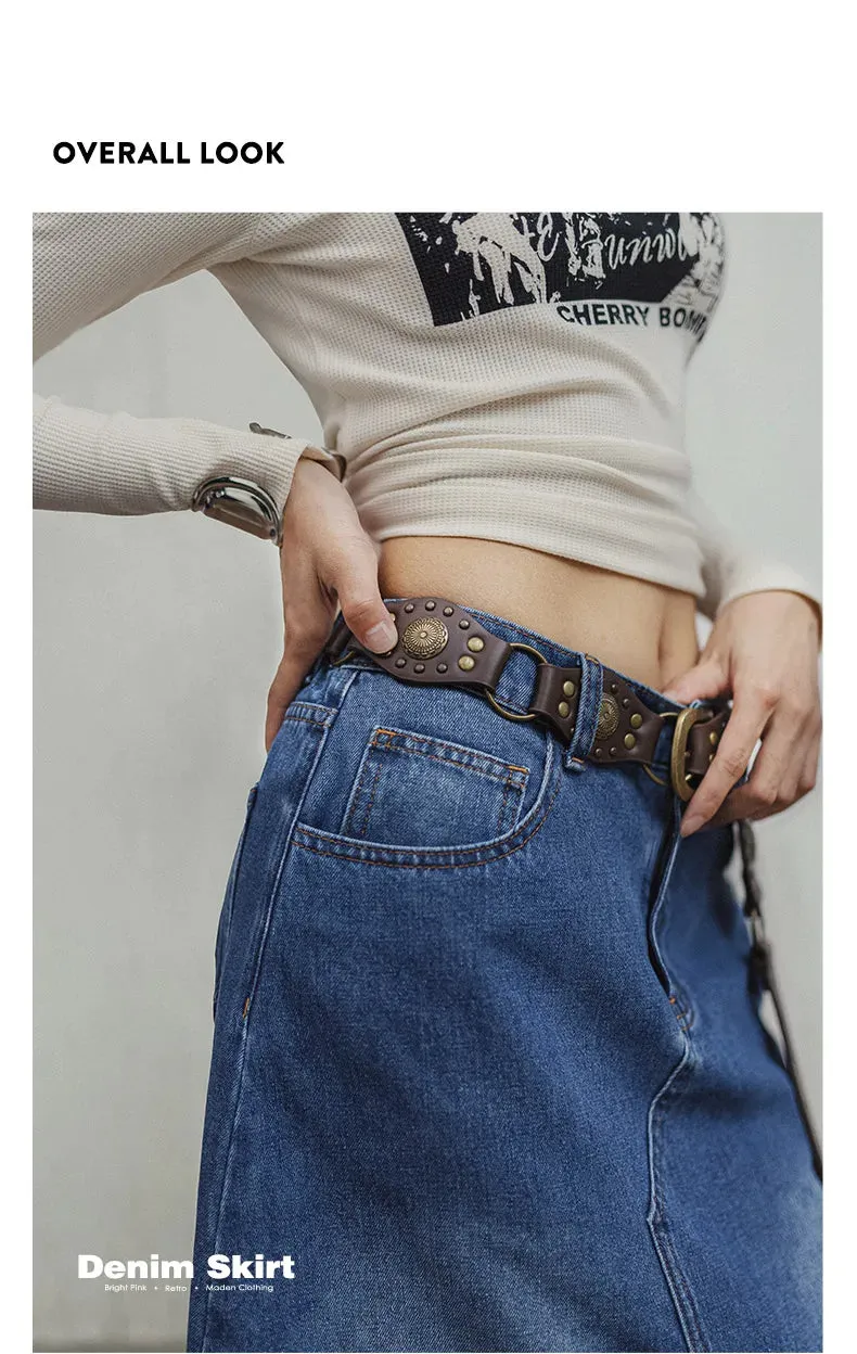 Blue Asymmetrical  Denim Skirt