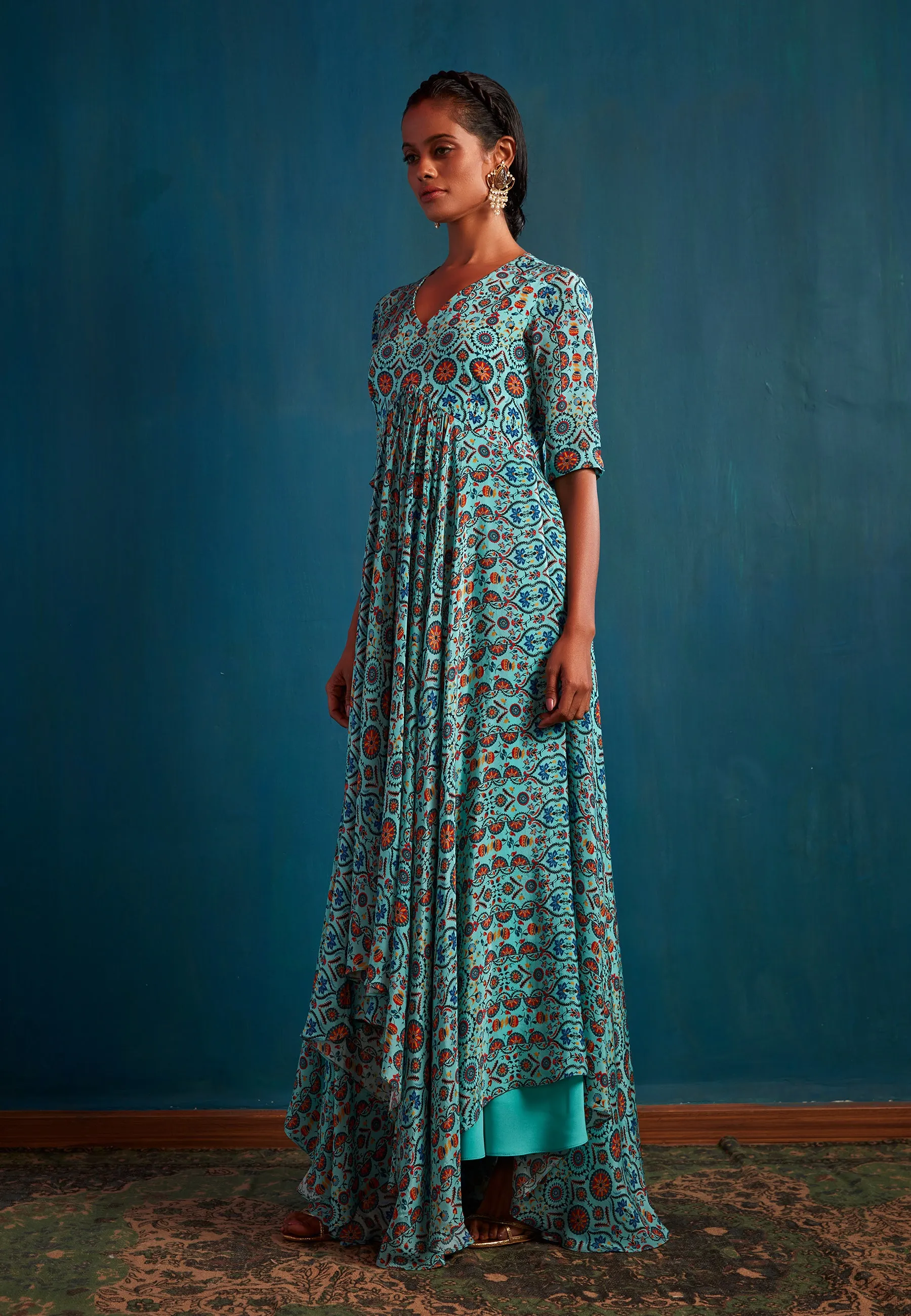 Blue High Low Maxi Dress