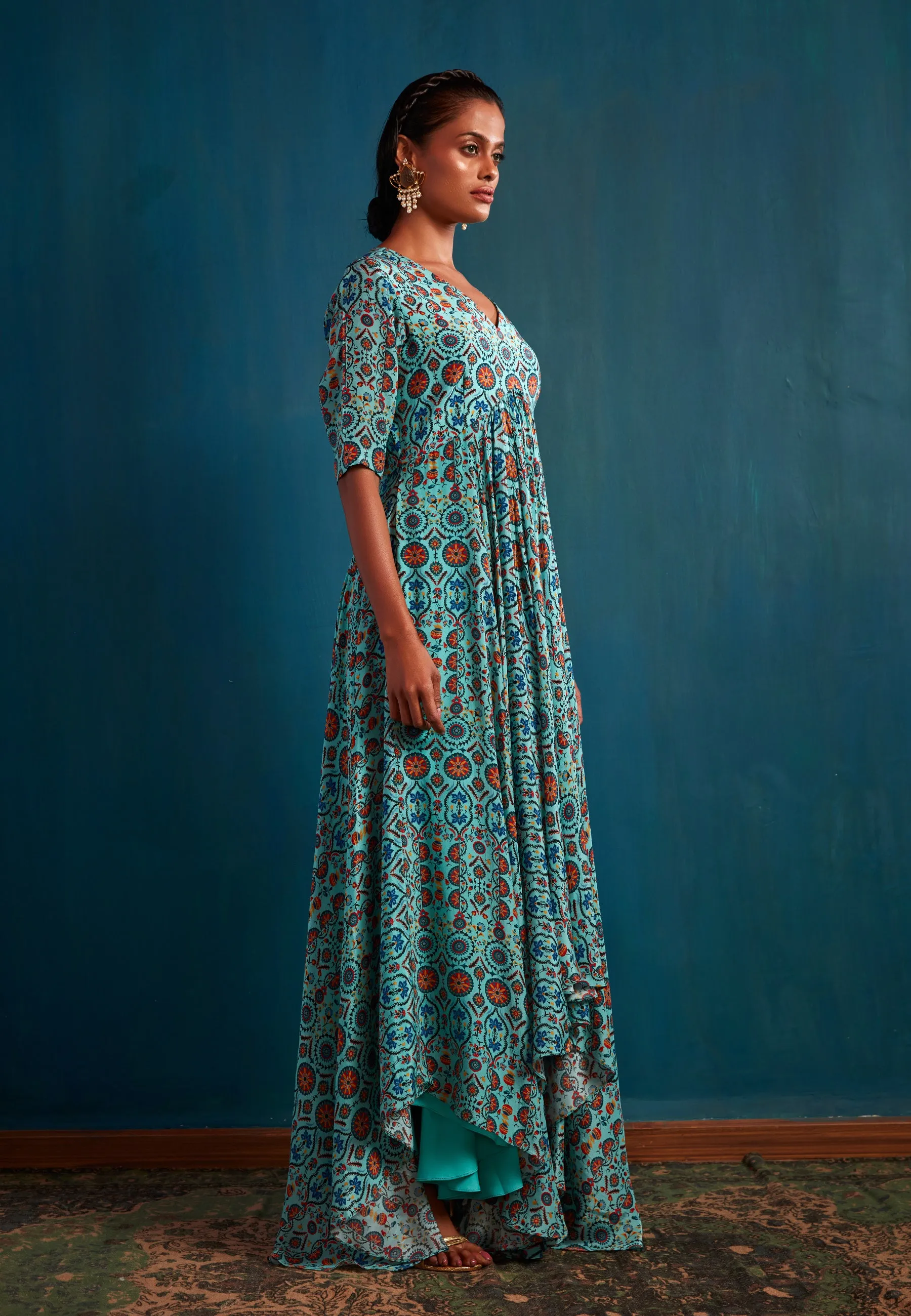 Blue High Low Maxi Dress