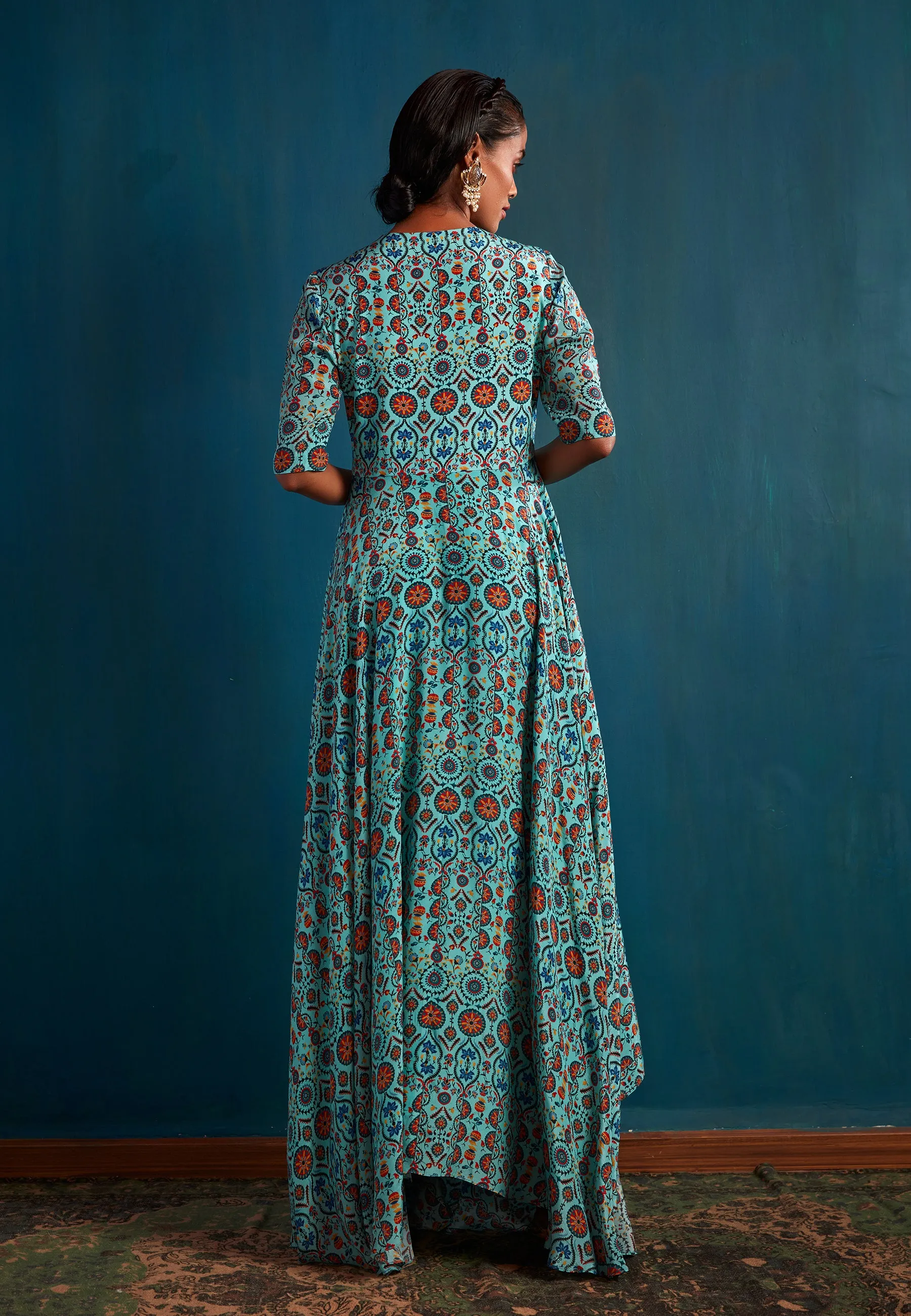 Blue High Low Maxi Dress