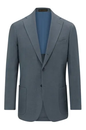 Blue Single Breasted Linen Jacket