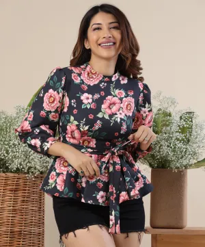 Bold Printed Peplum Top