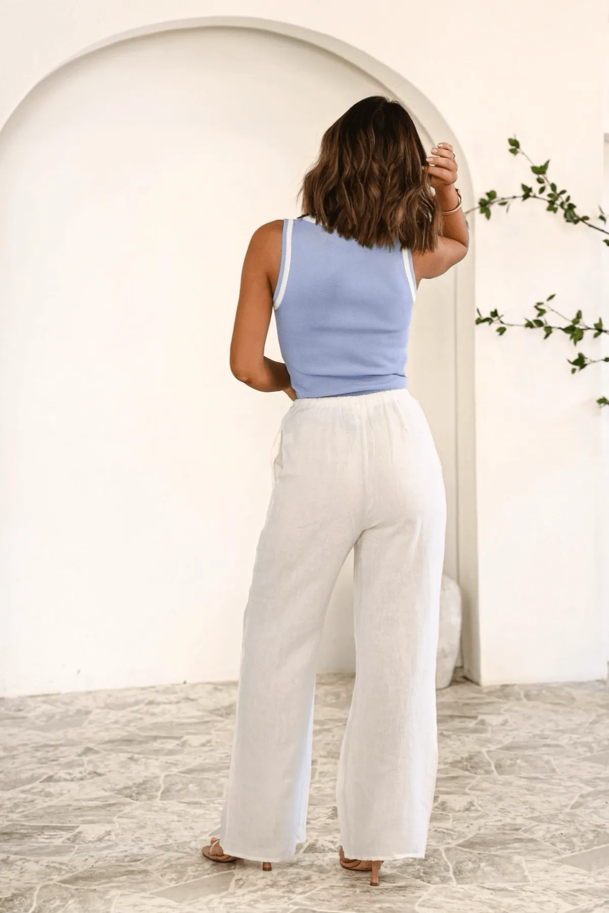Breezy Linen Wide Leg Pants - White
