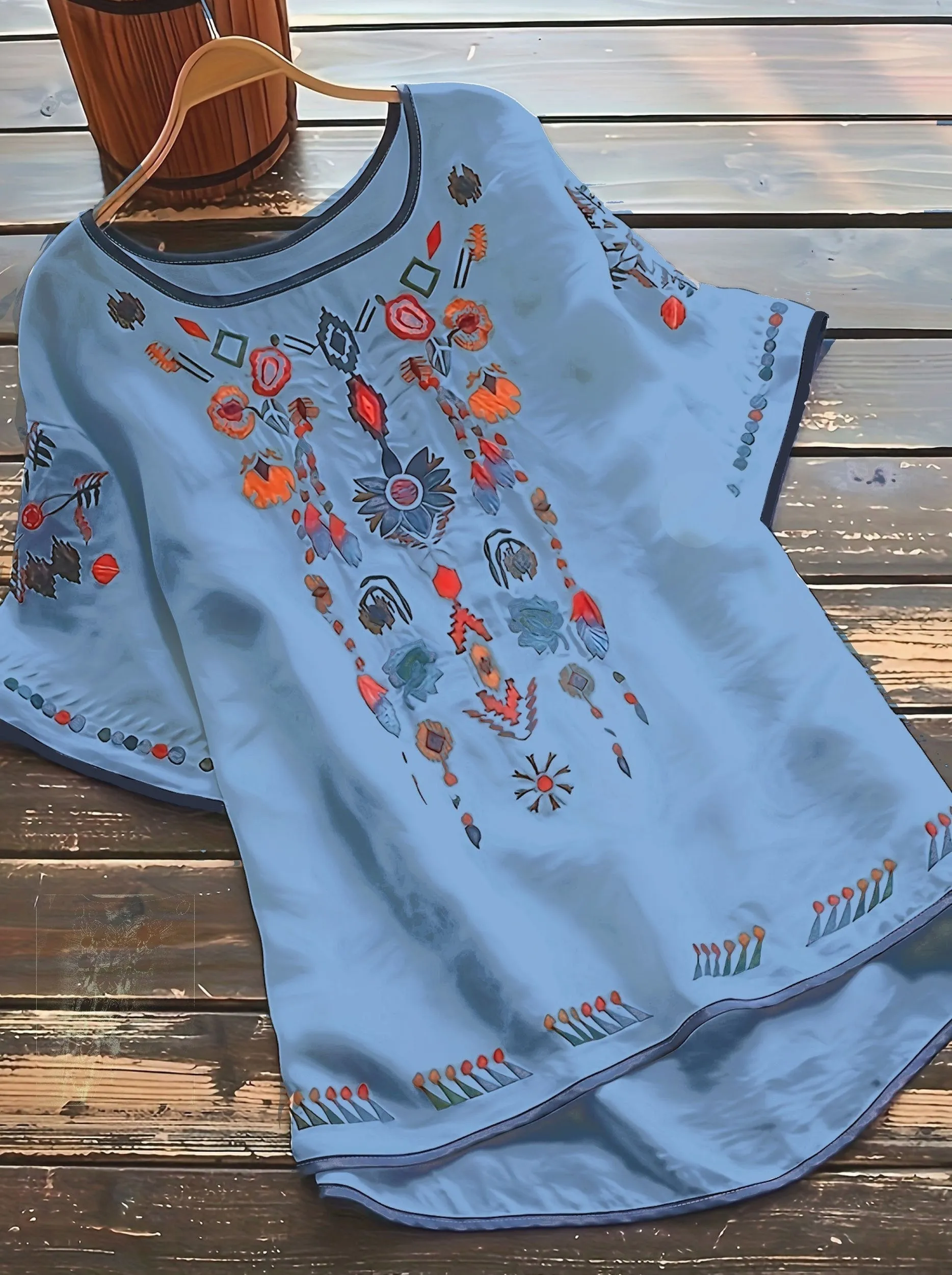 Brenley® | Embroidered Boho Blouse With High Low Hem