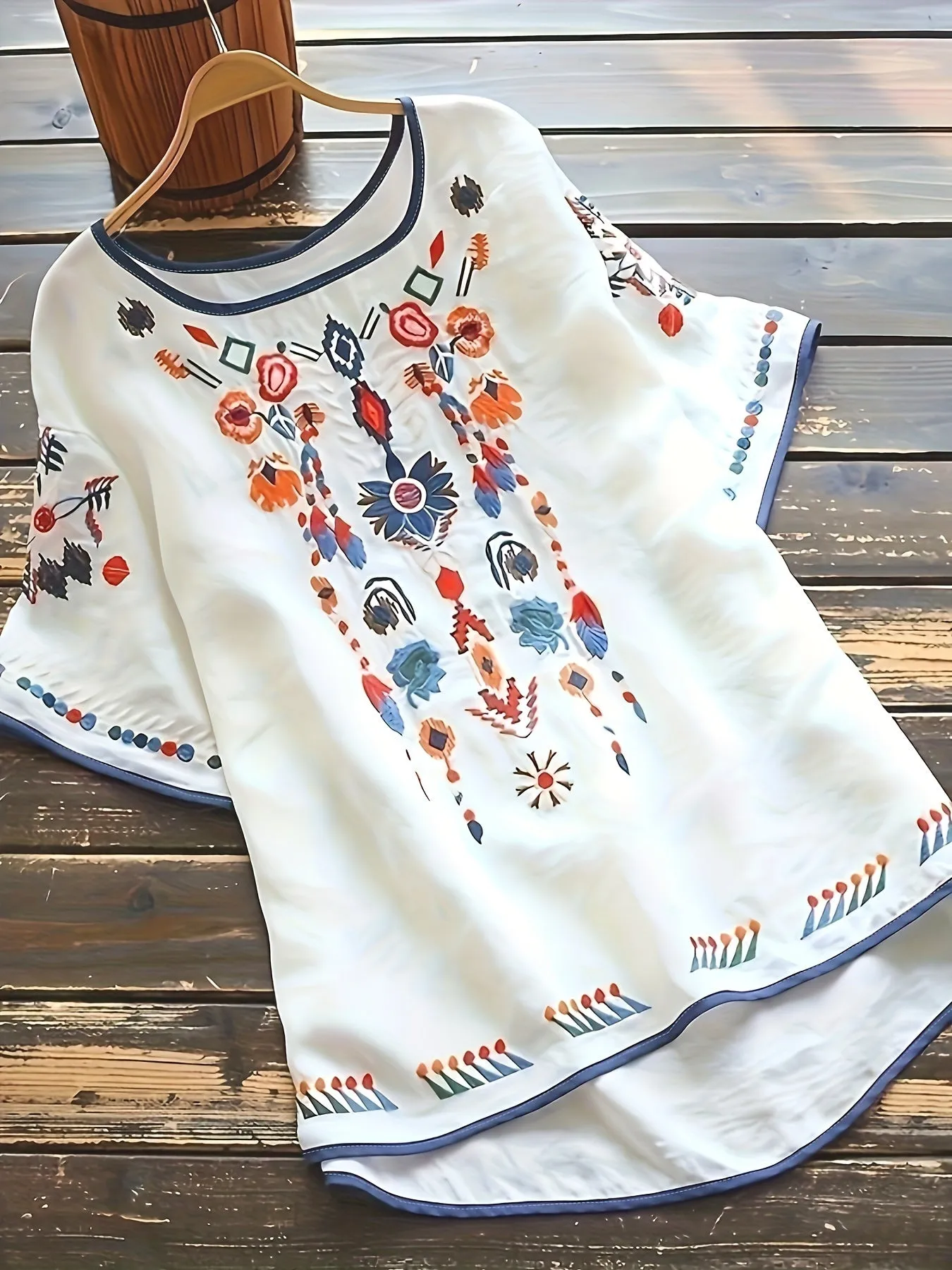 Brenley® | Embroidered Boho Blouse With High Low Hem