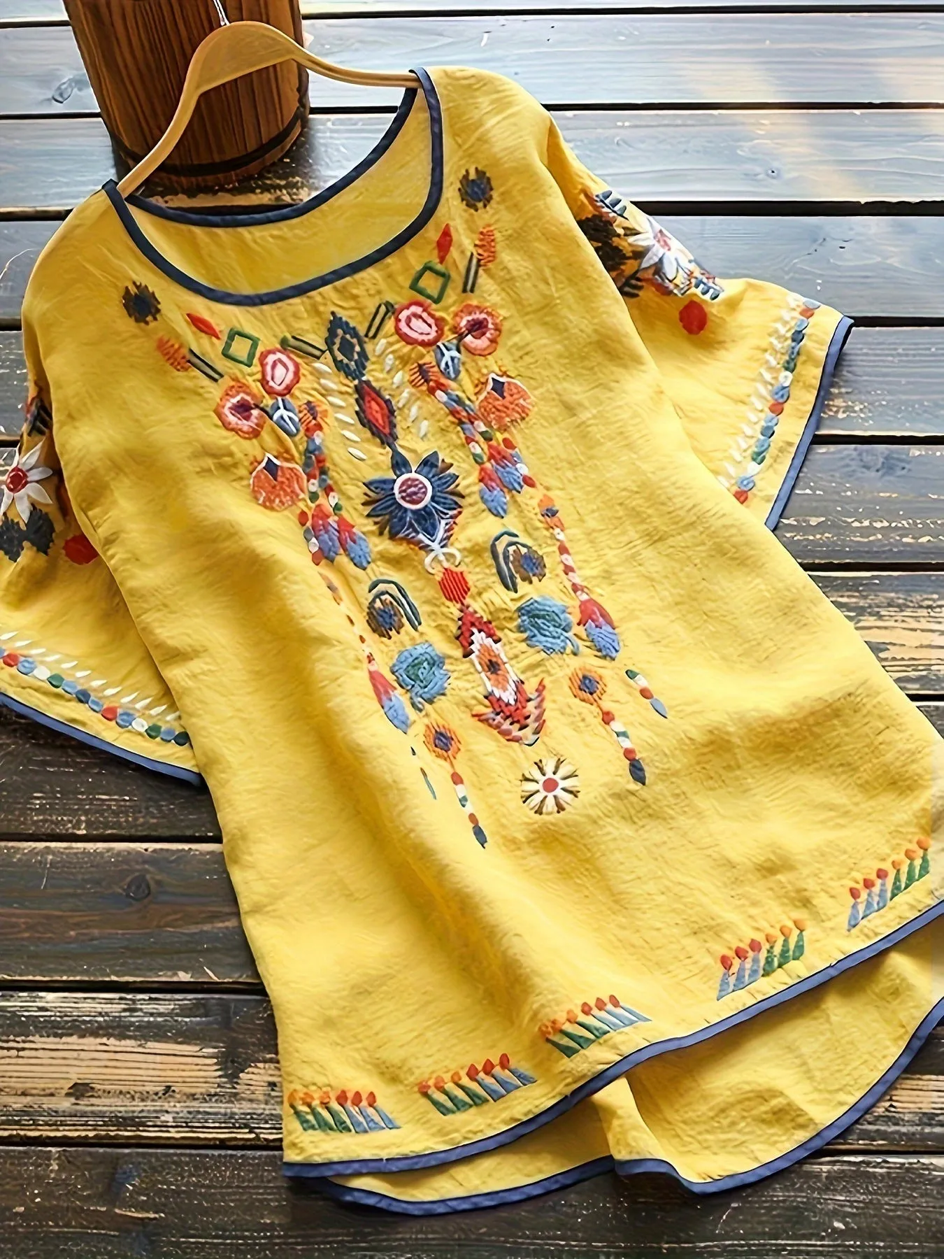 Brenley® | Embroidered Boho Blouse With High Low Hem