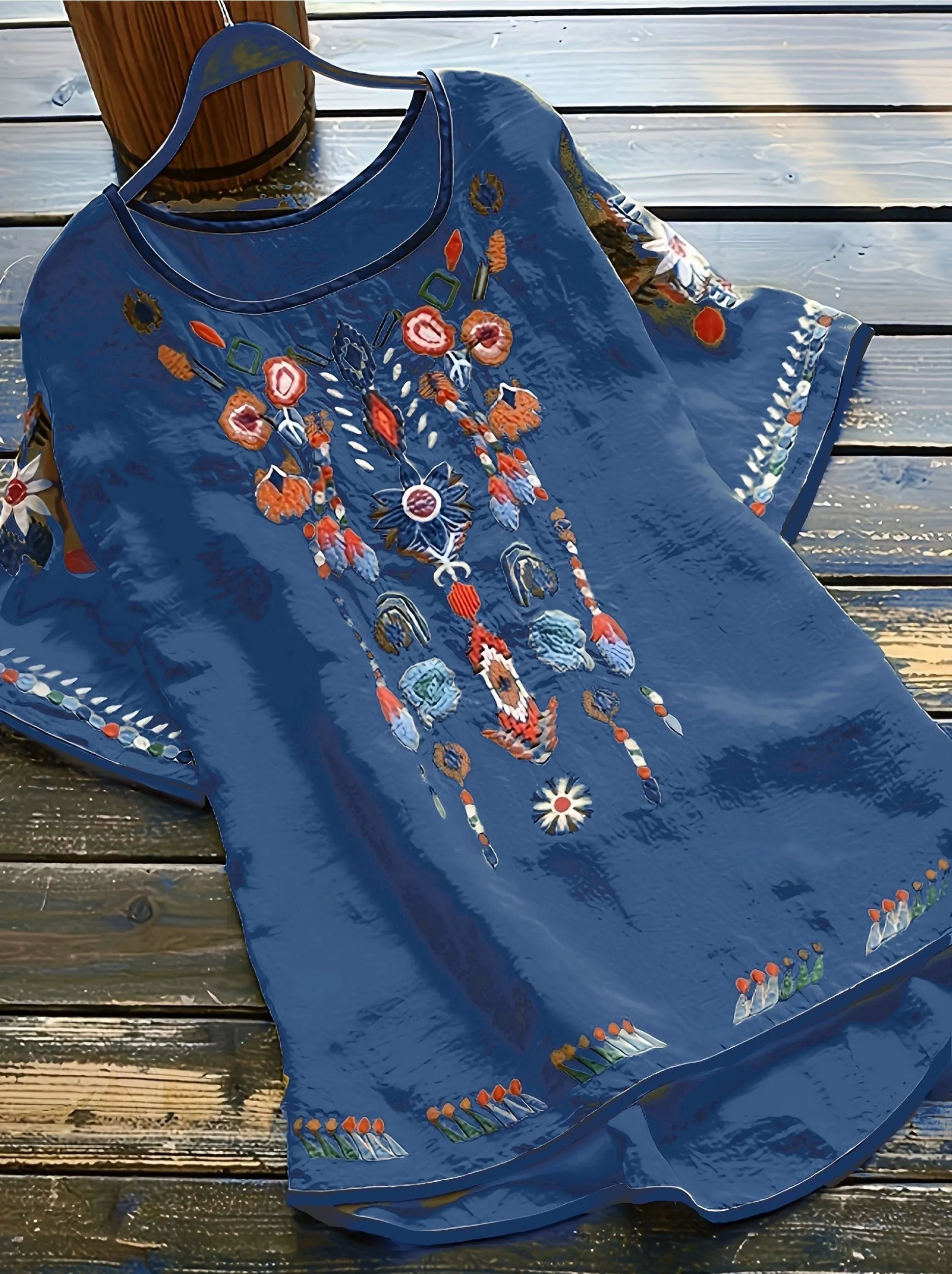 Brenley® | Embroidered Boho Blouse With High Low Hem