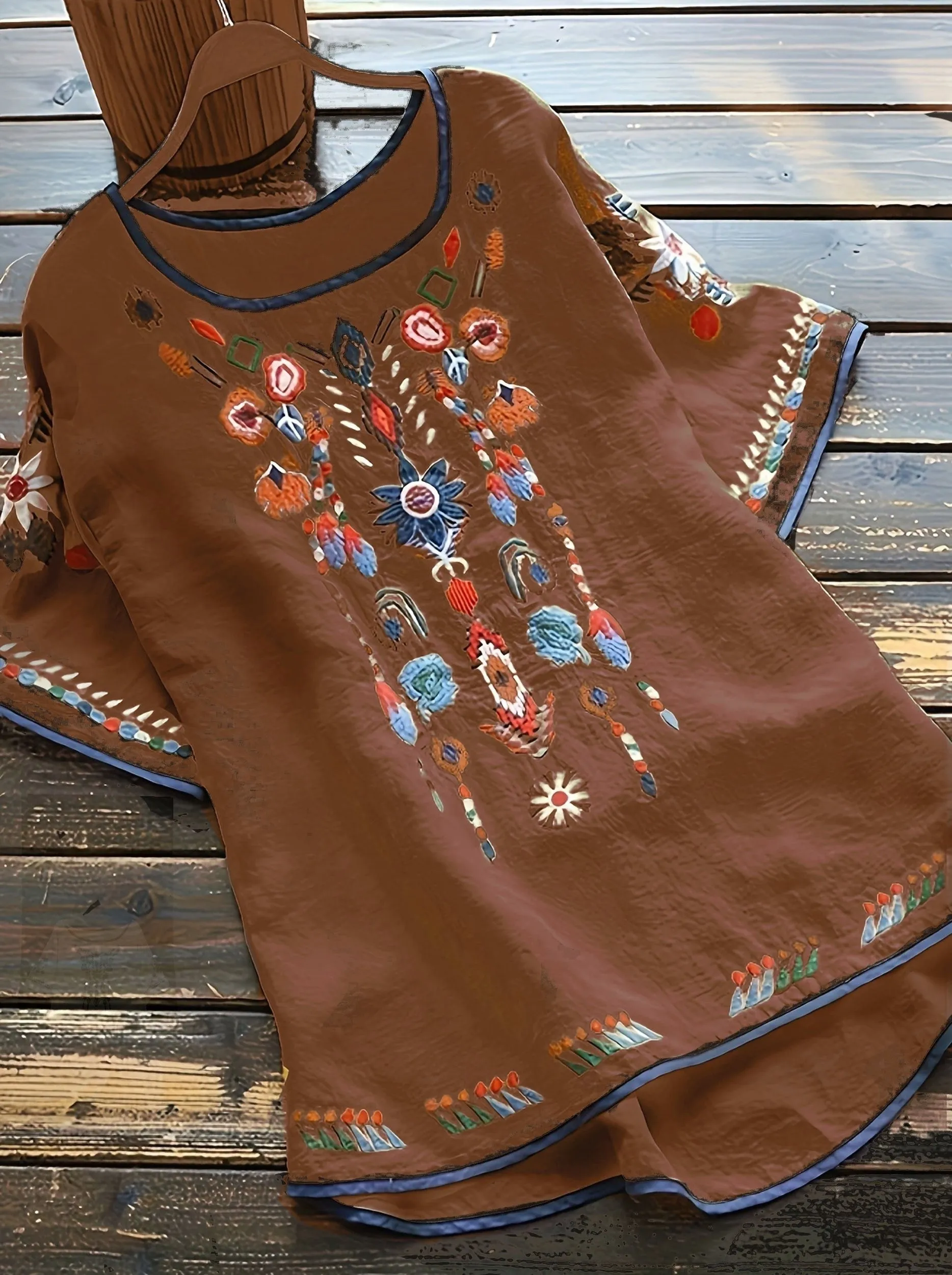 Brenley® | Embroidered Boho Blouse With High Low Hem