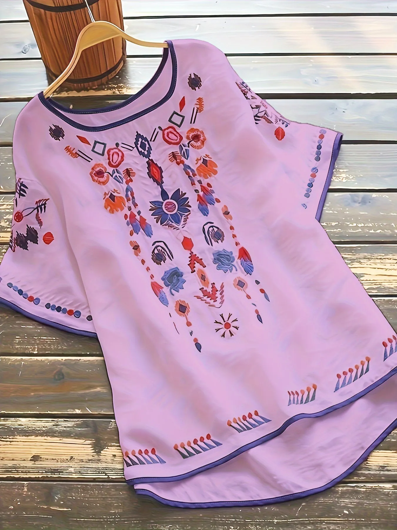 Brenley® | Embroidered Boho Blouse With High Low Hem
