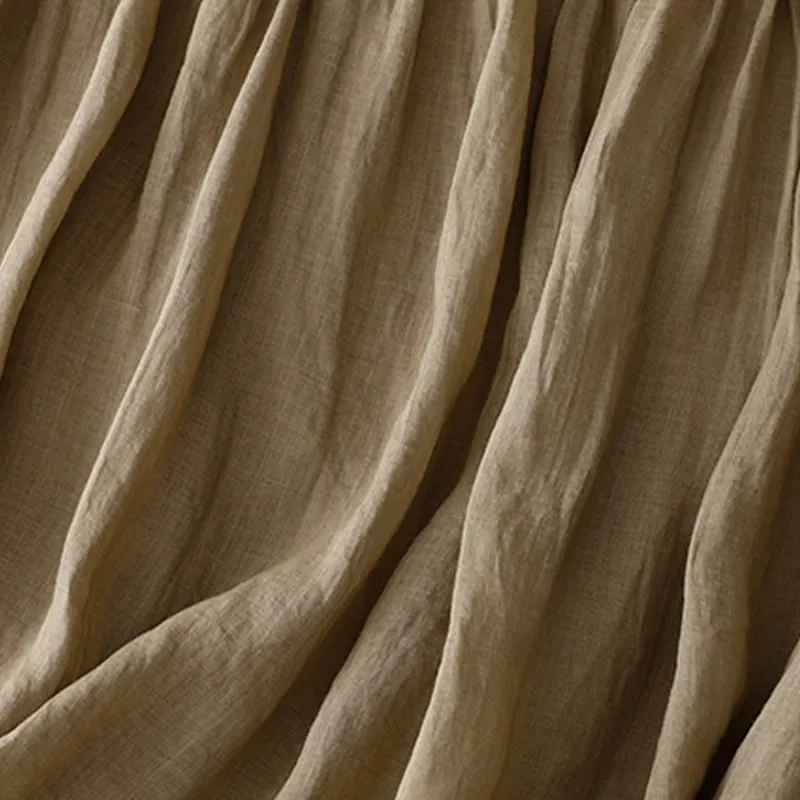 Buddha Stones Summer Casual Plain Pleated Ruffle Design Women's Skirt With Pockets